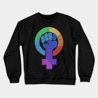 Swirly Rainbow Feminist Symbol Crewneck Sweatshirt